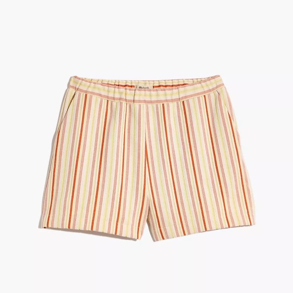 NWT MADEWELL Highwaist Textural Knit High-Rise Pleated Shorts in Stripe - Picture 7 of 7